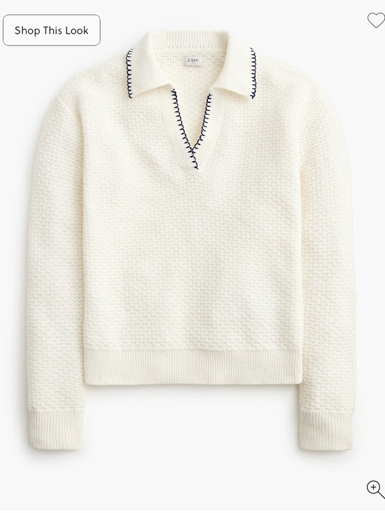 J. Crew Sweaters - J. Crew Cream Sweater-polo with Navy Stitching